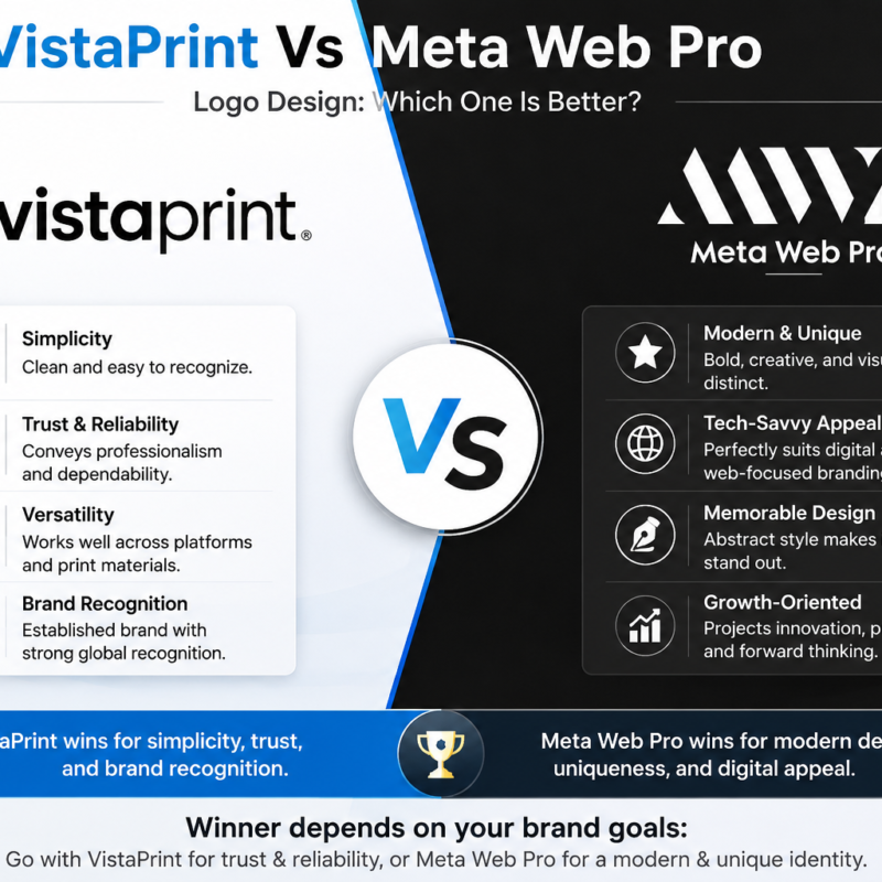 VistaPrint Vs Meta Web Pro Logo Design