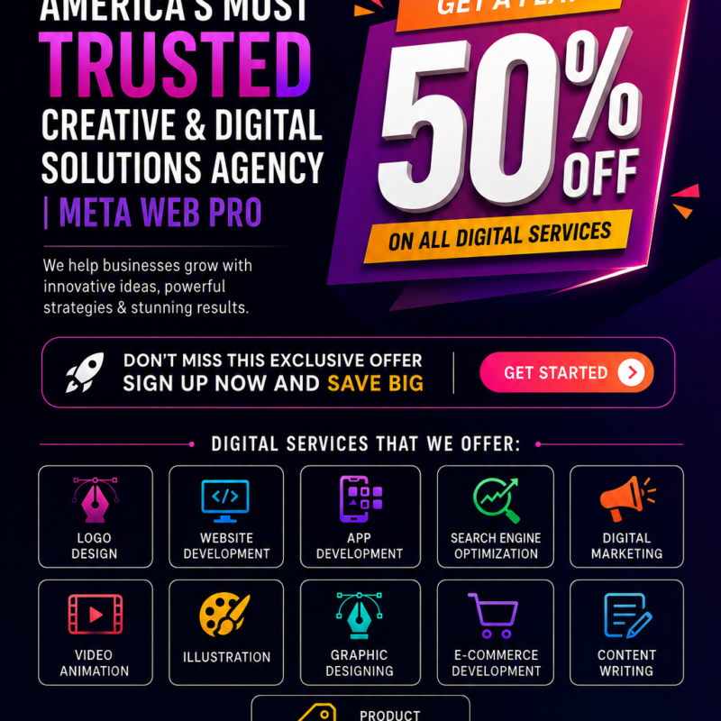 LIMITED TIME OFFER: Get A Flat 50% Off All Digital Services